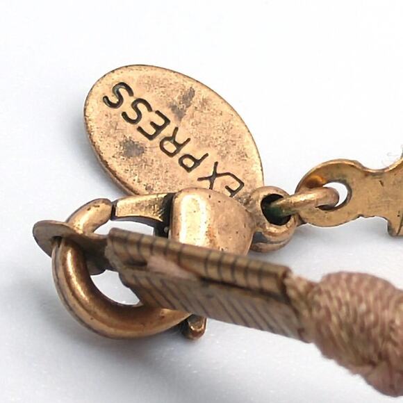 Express Topaz Rhinestone Pendant Necklace Gold Tone Ribbon Chain - Picture 5 of 10